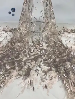 

2019 Latest French Laces Fabrics High Quality Sequins African Laces Fabric For Wedding Nigerian Tulle Lace MaterialFC-DP19101007