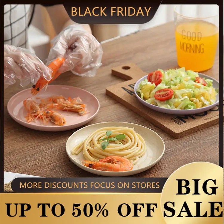 

Set of 4 Small Plate Household Wheat Straw Drop-Resistant Dining Table round Pastry Dish Dinnerware Set Cute Plates