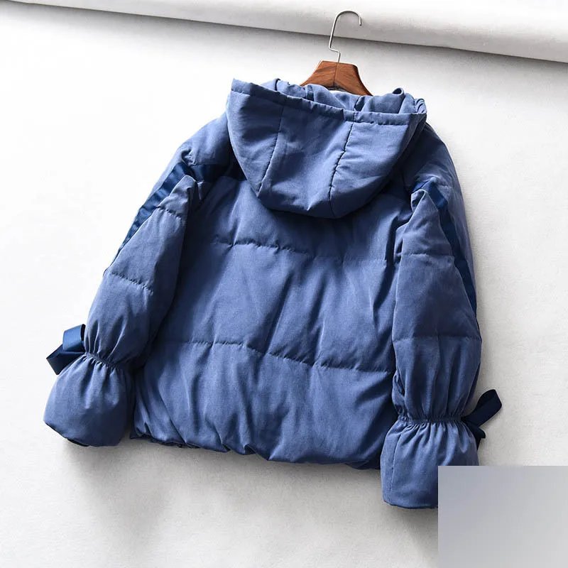 

Cb09 2018 Winter New Hong Wind System Sleeved Hooded Short down Coat Casual Down Jacket Women's
