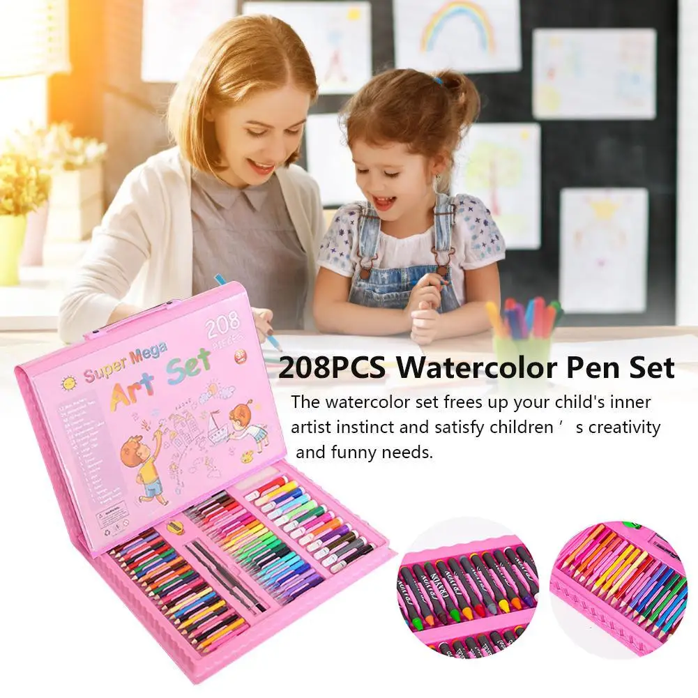 208PCS Dessin crayons,Malette de Coloriage Enfants Aquarelle