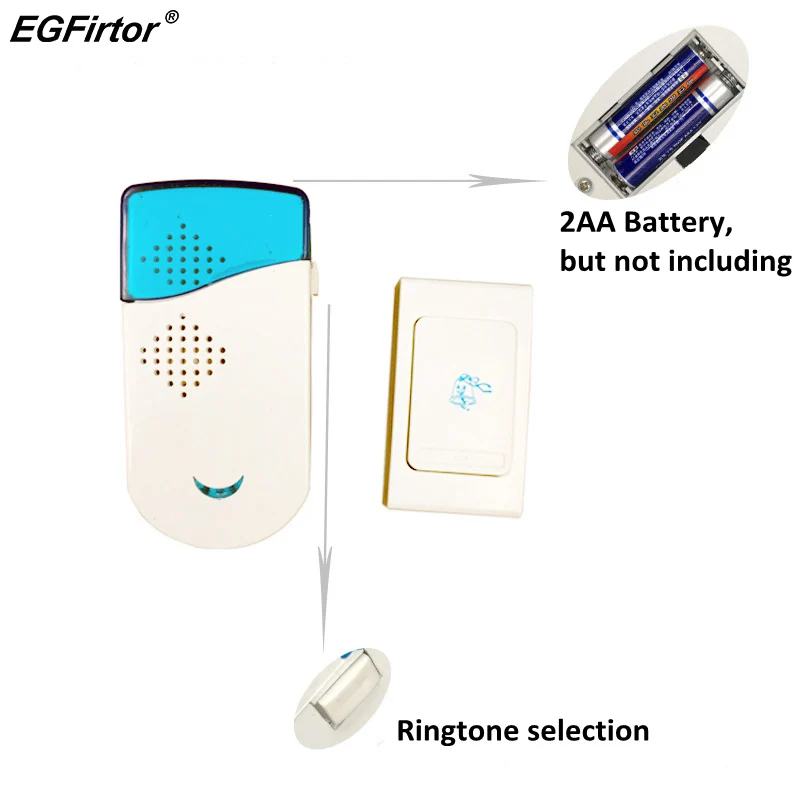 

Wireless Doorbell Gate Alarm Doorbell Stable Sensitivity Smart Home Battery Chime Doorbell Intercom System 12 Tune Songs