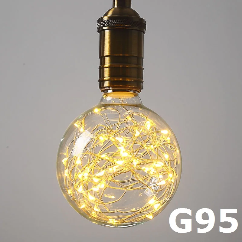 G95 Warm White Led Light Bulbs 3D Decoration Bulb A60 Bottle CT G80 G95 G125 ST64 Heart Skull E27 Ampoule Holiday Lights Lamp For Home Decor - Цвет: G95 Warm White