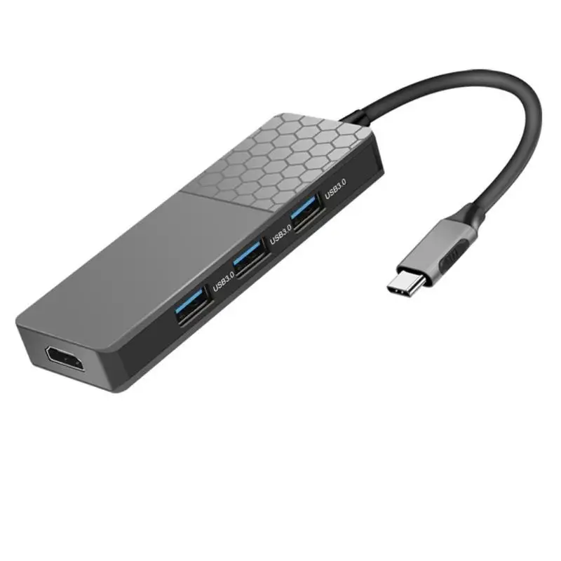 Серый YC750 мульти 3 USB 3,0+ HDMI 4K тип-c концентратор с TF карт памяти считыватель PD слот - Цвет: Серый