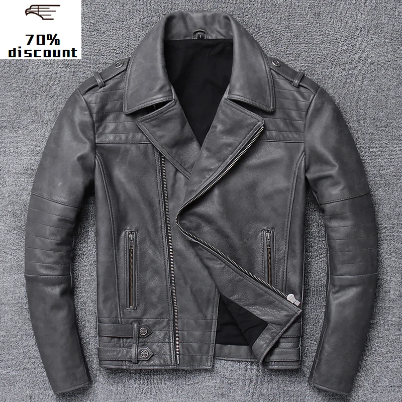 

2020 New Men's Leather Jacket Men Genuine male jaket kulit asli pria mens long leather trench sheepskin coat