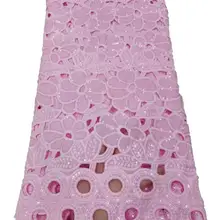 Cordoncino rosa ultimi tessuti di lacci nigeriani Tulle di alta qualità Guipure africano lacci tessuto matrimonio cavo africano pizzo Fabri