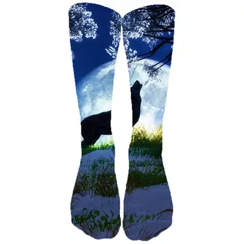 

KYKU Wolf Socks Men Animal Socks Animal Anime Stocking Printed Moon Sock 3d Flower Funny Print Ladies socks High Ankle Hip Hop