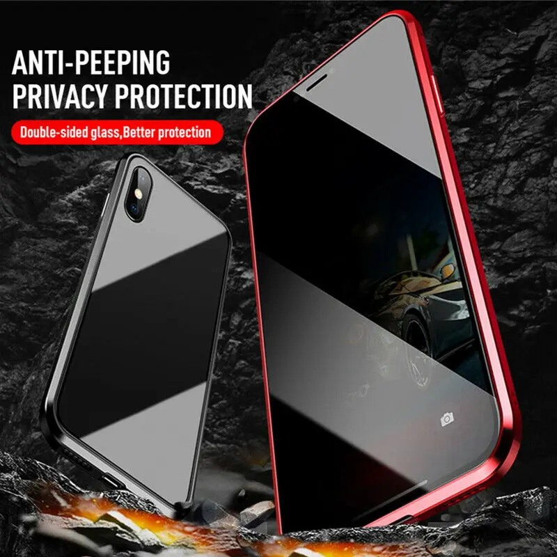 Магнитный анти-Открытый Анти-шпионский стеклянный чехол для телефона iPhone 6 7 8 X XS XR XSMAX стеклянный чехол для телефона