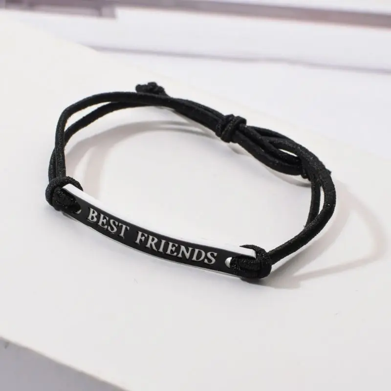 12Pcs Assorted Best Friends Good Luck Jesus Charm Bar Elastic Braided Bracelet Friendship Jewelry Kids Party Favor