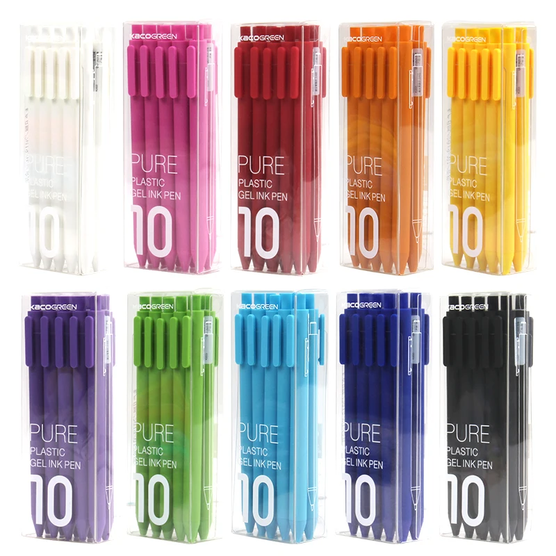 Youpin 5/10pc/set KACOGREEN Pen Kaco Color Pen 0.5mm Core Durable Signing Pen Refill Black Ink  For School Office/ Kaco Refills chen lin 10pc box dual tip oil base waterproof permanent 0 5 1 0 mm nib black blue red art marker pens student office stationery