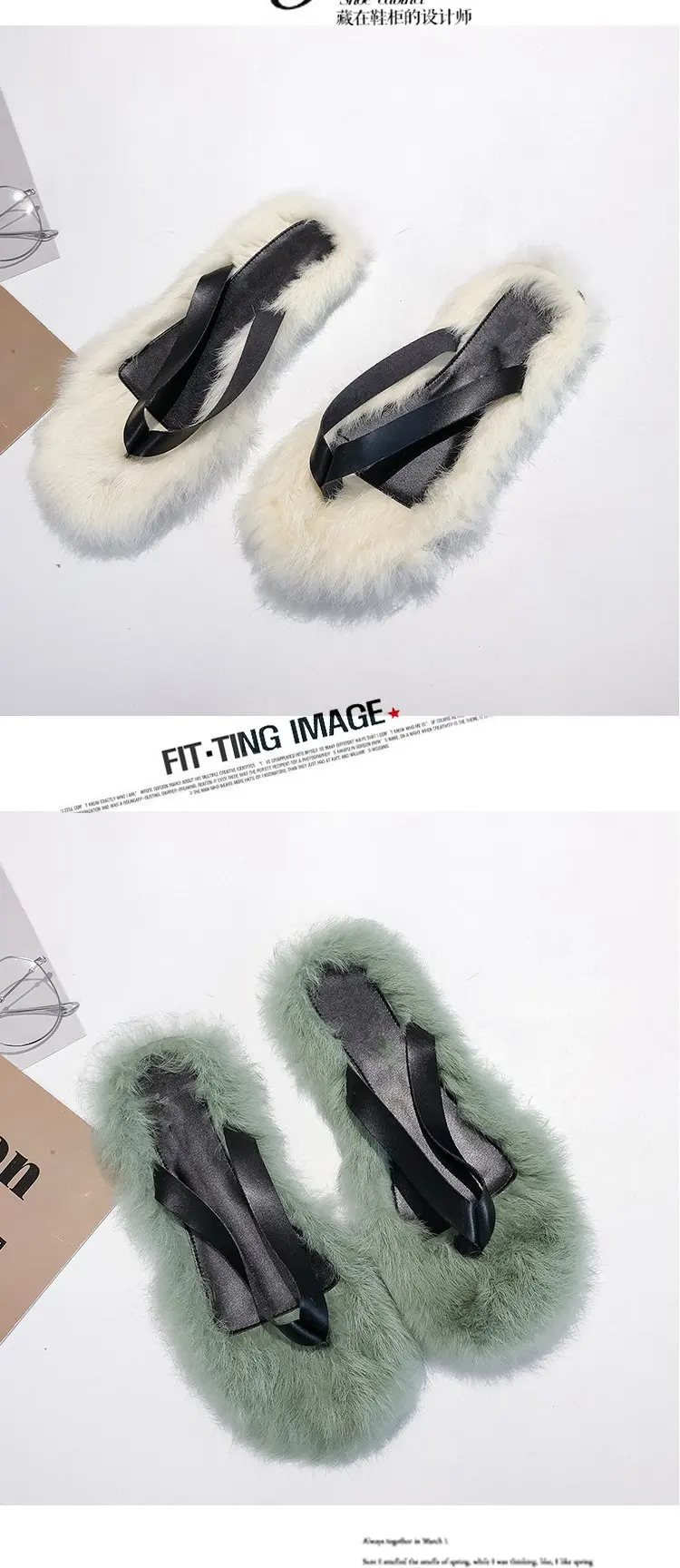 Модные тапочки их меха под кролика на плоской подошве; меховые тапочки; Zapatos De Mujer Ins; шлепанцы; женские Тапочки