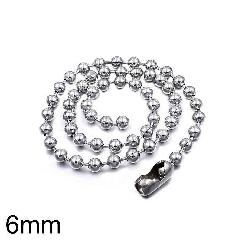 6MM ball necklace 6 мм/8 мм ожерелье из нержавеющей стали с бусинами и шариками женское колье длинное(40 см-60 см), Новое ювелирное ожерелье для мужчин - Окраска металла: 6MM ball necklace