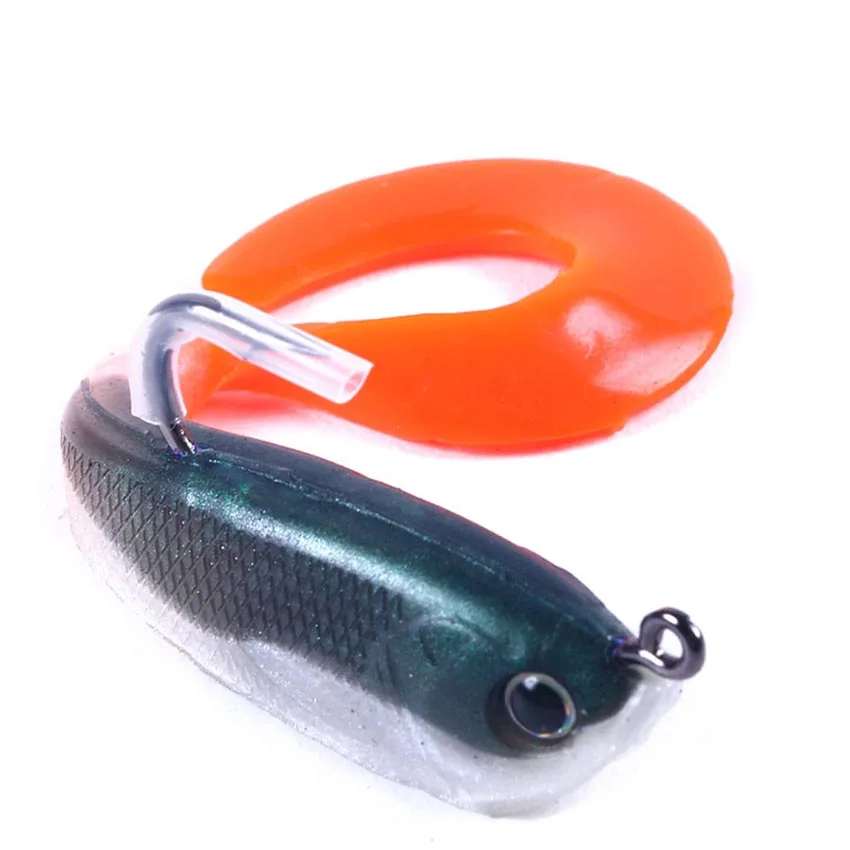 

5Pcs/lot 70mm Soft Baits Shad Soft Lure For Fishing Lure Bait Tuna curved tail Smell bass Catfish Jig Carp Rubber Wobblers Fish