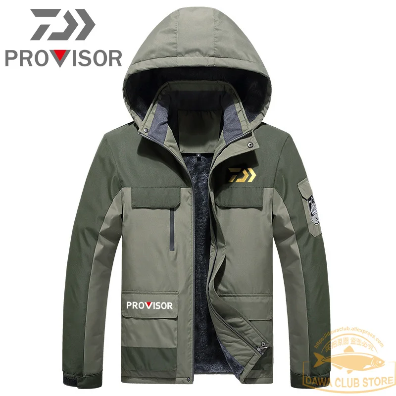 Новая уличная одежда для рыбалки Daiwa флисовая зимняя водонепроницаемая теплая куртка для рыбалки водонепроницаемая куртка с капюшоном для альпинизма