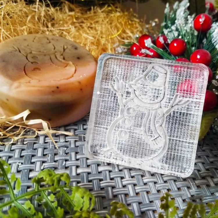 Diy глина для поделок печать Рождественская серия штамп для мыла прессформа Снеговик заказной торт штамп 50x50 мм