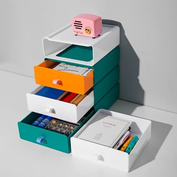 

Drawer Type Storage Box Office Desk Top Stackable File Storage Box Household Multi Function Storage Cabinet H88F