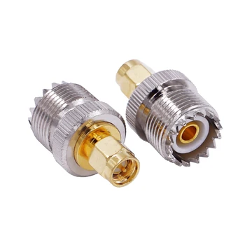 

2Pcs UHF Female to SMA Male PL-259 SO-239 RF Coax Adapter Connector pl259 Converter