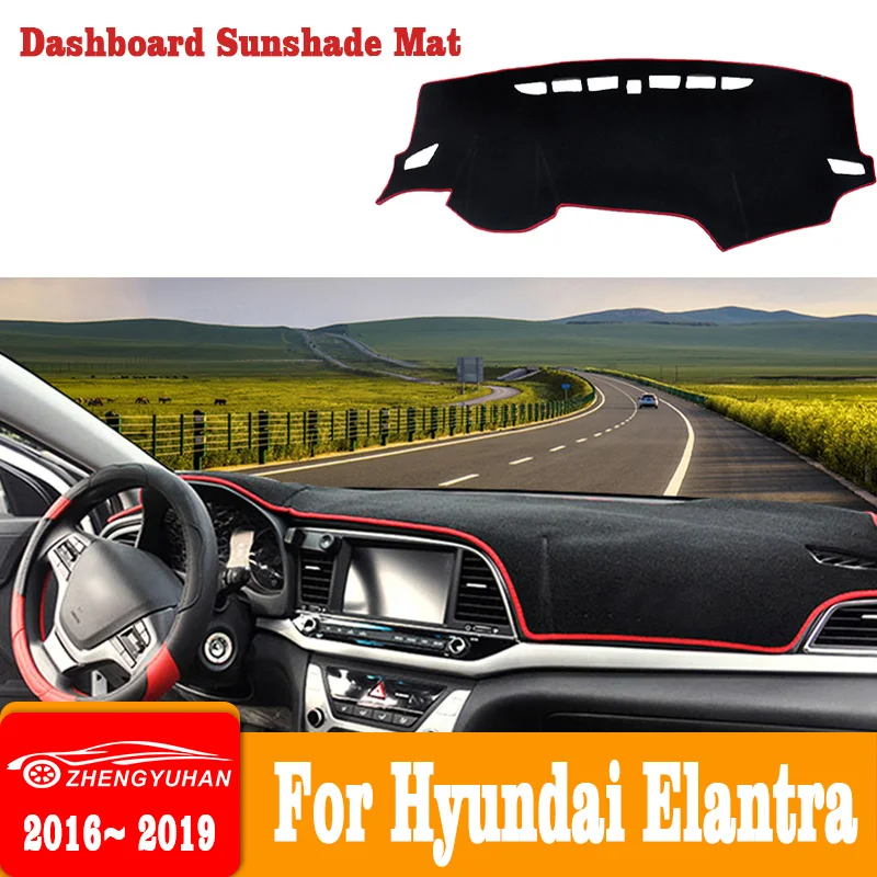 

For Hyundai Elantra MD 2016-2018 2019 Car Dashboard Avoid Light Pad Instrument Platform Cover Mats Carpets Anti-UV Accessories