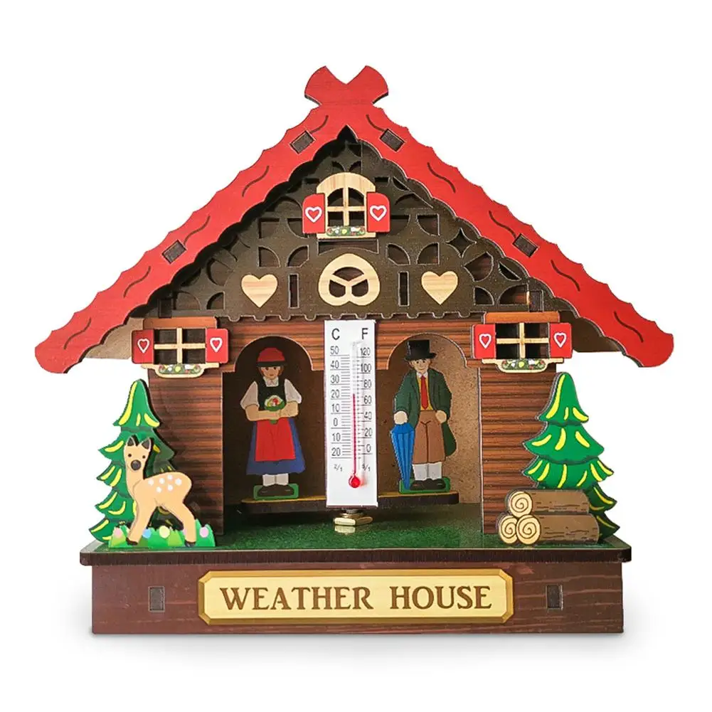 Качественные деревянные погодные дома, барометр, термометр и гигрометр, украшение дома, настенные подвесные украшения - Цвет: C