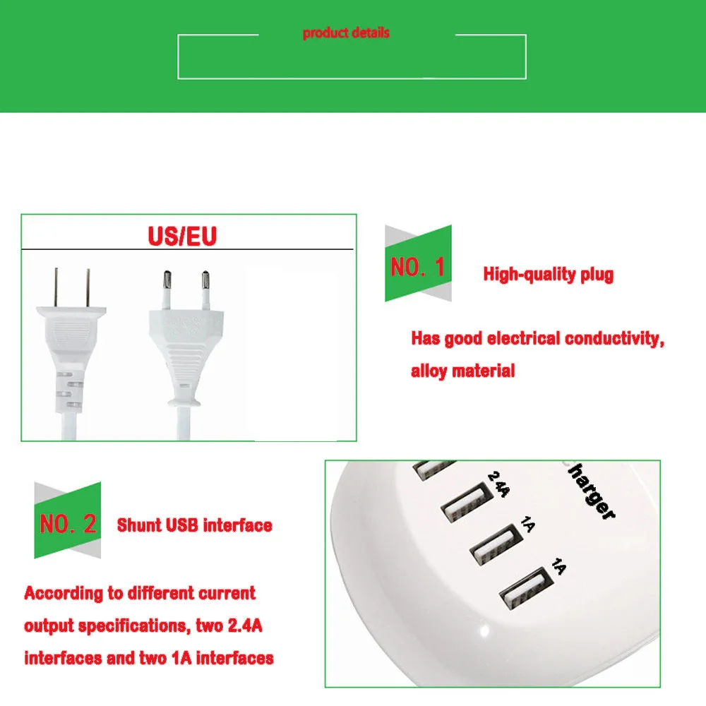 Быстрое зарядное устройство USB power 4 зарядная станция с портами USB Hub 5V 1A/2.4A штекер питания быстрая зарядка USB многофункциональное зарядное устройство