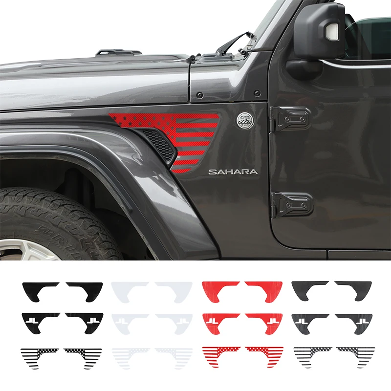 SHINEKA Car Exterior Sticker PVC Leaf Fender Sticker Cover For Jeep Wrangler JL JT Gladiator 2018-2020