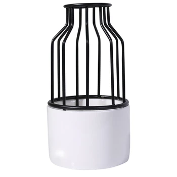 

New-Creative Vase Metal Porcelain Vases Tabletop Small Flower Vase Moderno Decoration Home