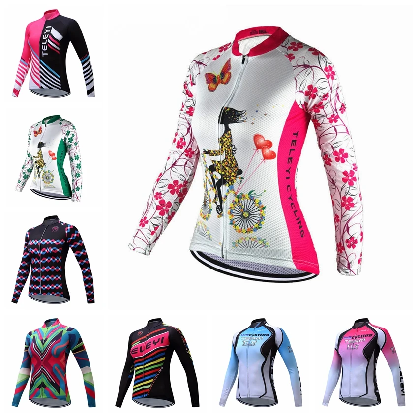 Maillot manga larga para de montaña para mujer, Ropa de Ciclismo para niña, camisetas para bicicleta carreras, blusa deportiva rosa|Maillot de ciclismo| - AliExpress