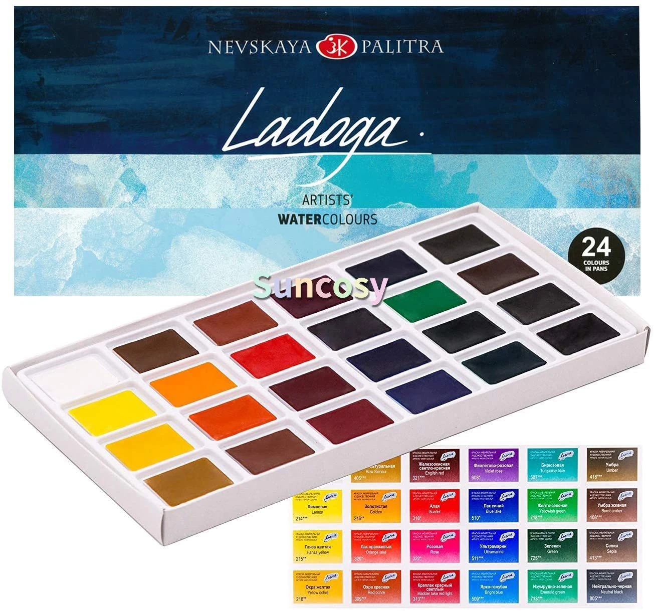 Nuchter Adverteerder Zichtbaar Ladoga 24 Artists' Watercolours Paint Set Russian Nevskaya Palitra - Water  Color - AliExpress