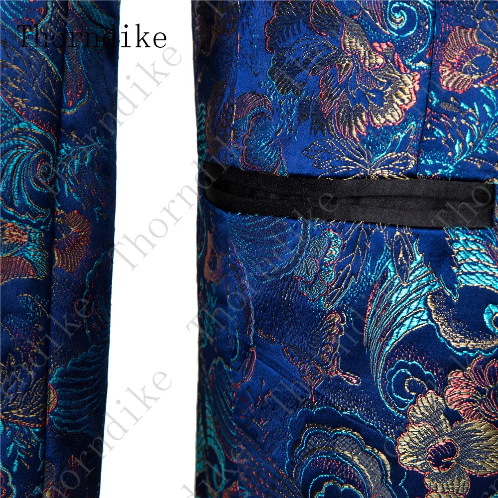 Thorndike/ новые модные мужские костюмы жаккардовые блейзеры с цветочным принтом для свадьбы, выпускного, приталенный костюм двубортный мужской смокинг куртка+ брюки
