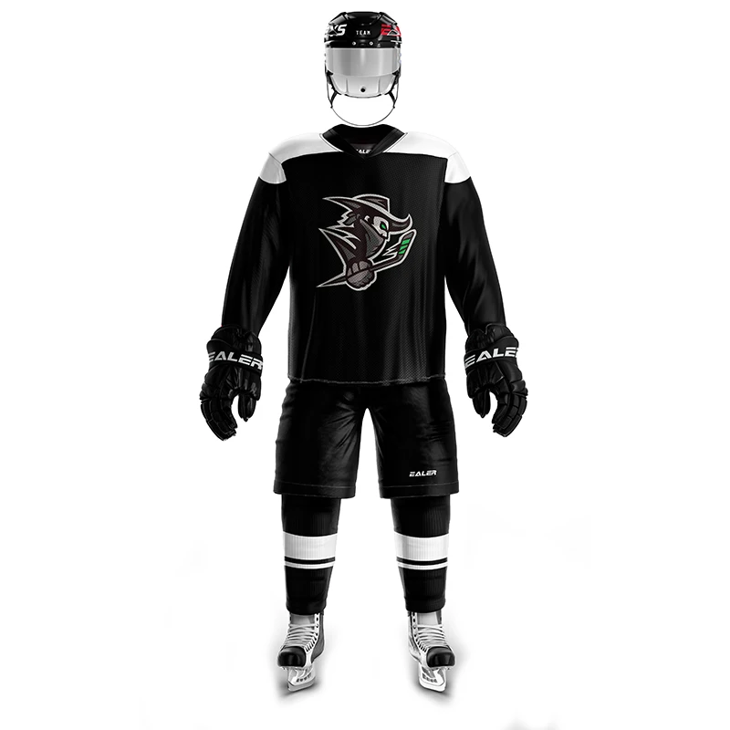 

COLDINDOOR Free Shipping Vintage Ice Hockey Jerseys Print knights Logo Cheap high quality H6100-4 black set