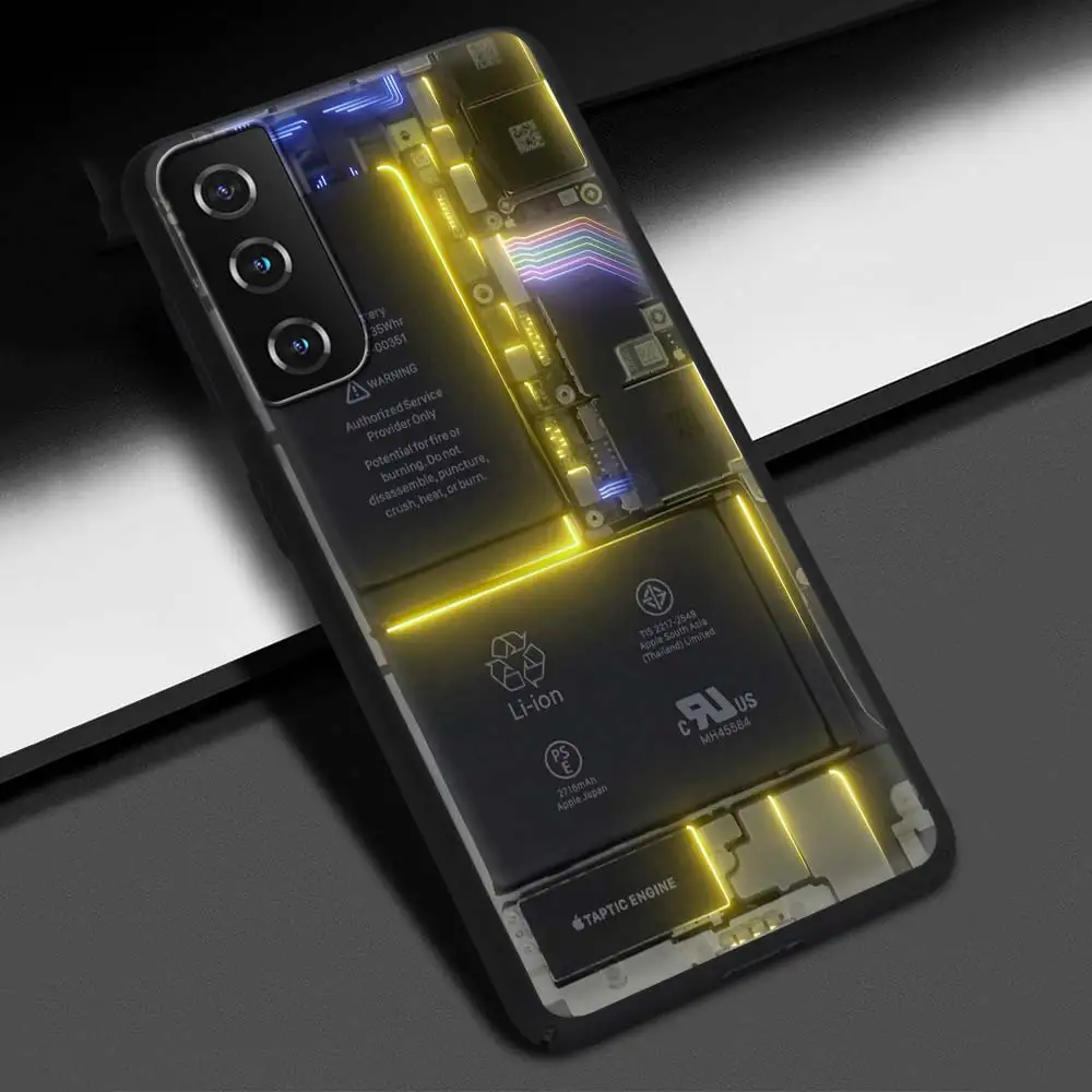 Sleek Silicone Black Phone Cover with Circuit Board Design