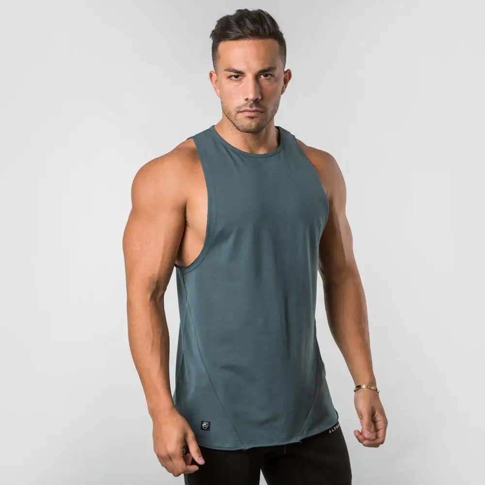 ALPHALETE/брендовая одежда для бодибилдинга, стрингера, фитнеса, мужские майки для тренажерного зала, майка для тренировок, спортивная одежда, Майки - Цвет: blue