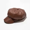 PU Octagonal Cap Female Fashion Leather Cap Duck Tongue Cap Beret Women Hat Winter Hat ► Photo 3/6