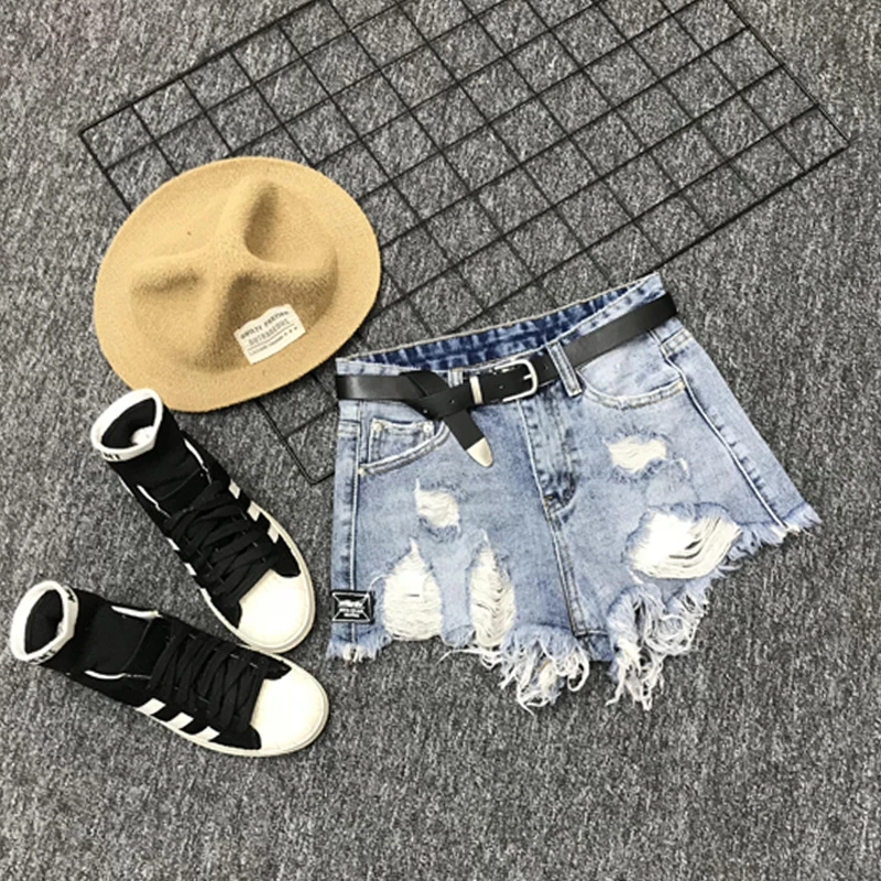 Летние новые модные сексуальные шорты с высокой талией женские синие черные джинсовые шорты со шнуровкой в студенческом стиле LM114