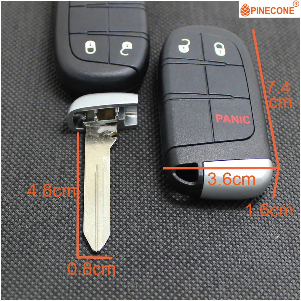 PINECONE для JEEP DODGE JOURNEY CHRYSLER 3 кнопки Замена ключа вход автомобильный смарт ключ-брелок Оболочка Чехол с нерезанным лезвием