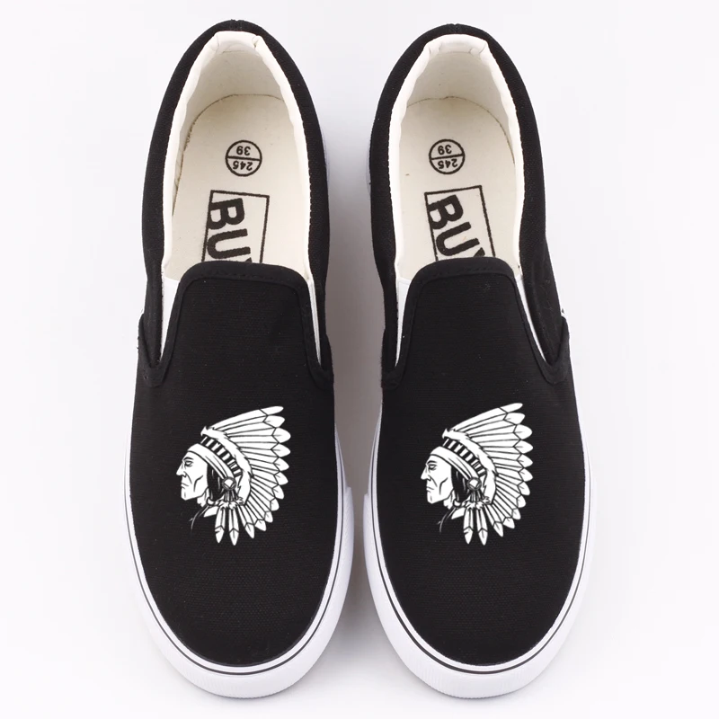 

E-LOV Unique Printed Indian Chief Casual Loafers Men Leisure Walking Shoes Custom Retro Indian Canvas Shoes Slip On Zapatillas