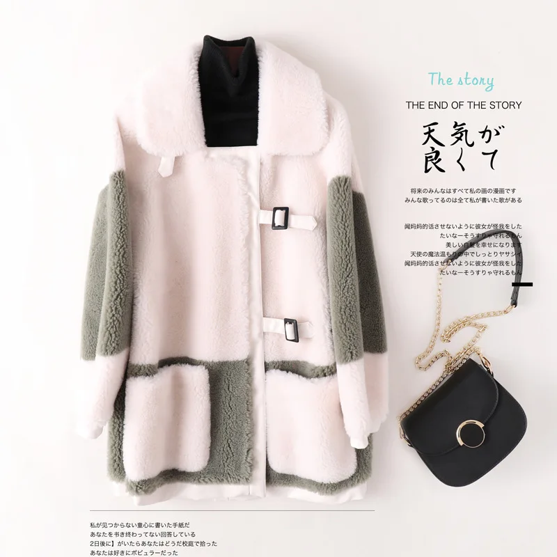 

2019 Winter Coat Women Faux Cashmere Fur Coat Fashion Splice Fur Coat Loose Lapel OverCoat Warm Casual Sweet Plush Coats D94