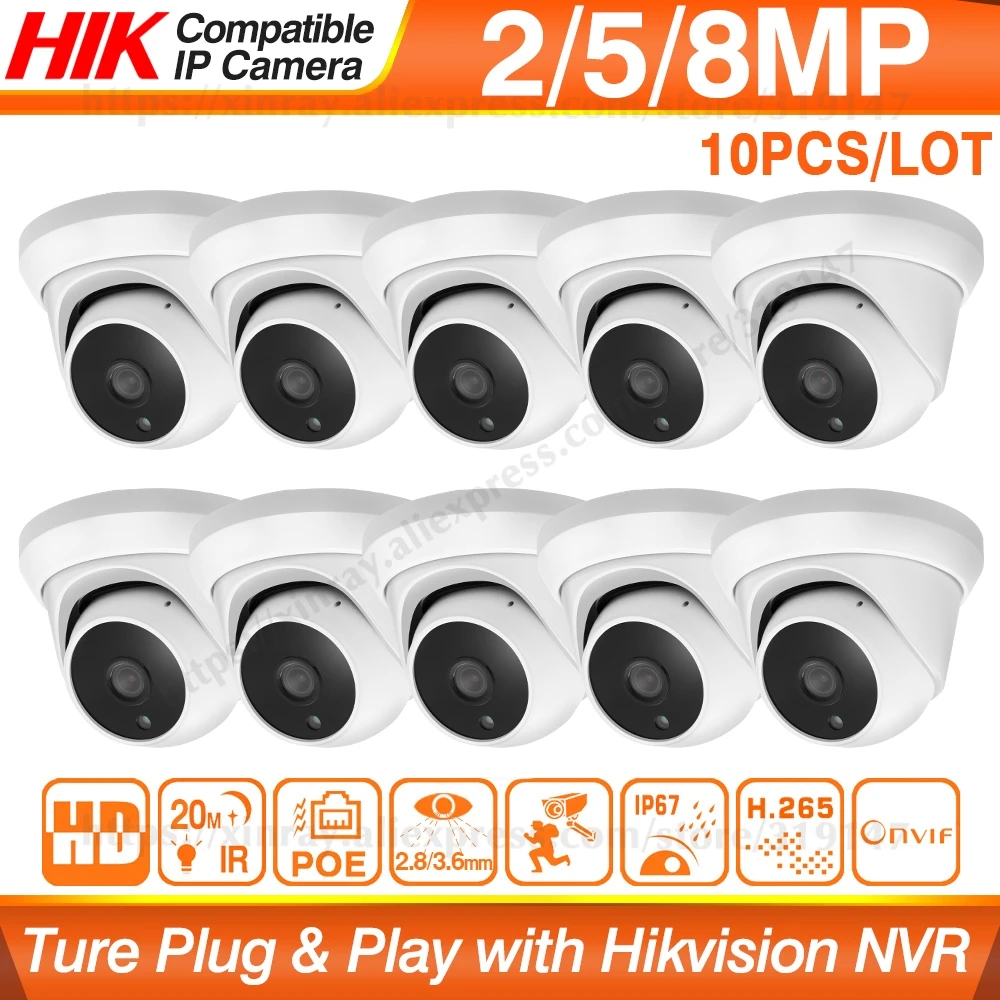 Hikvision совместимая 5MP купольная POE ip камера 8MP домашняя видеонаблюдения Ультра HD