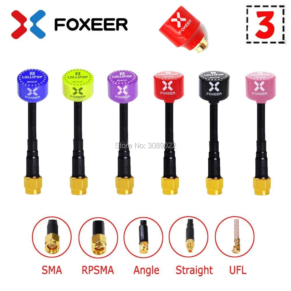 Foxeer антенна Lollipop 3 V3 FPV 5 8G 2.3Dbi Stubby RHCP SMA RPSMA UFL прямой/угловой MMCX 7 2g для RC Racing