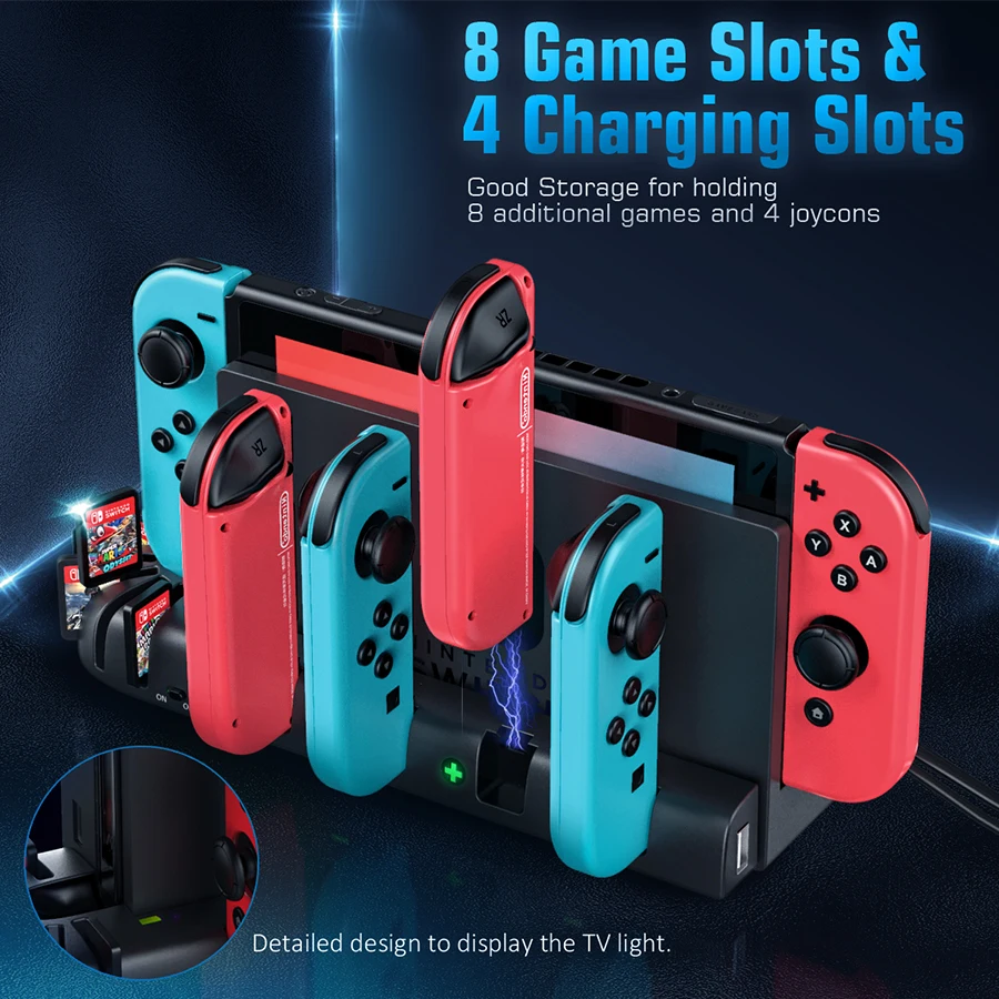 4 Port Joycons Controller Gamepad Charging Dock Station Switch Console Holder Charger For Nintendo Switch Charger