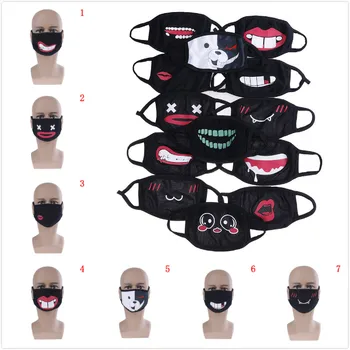 

13 Style Black Optional Patterns Fashion Cartoon Funny Black Cotton Black Mouth Half Face Soft Anti-fog Anti-dust Mouth Mask