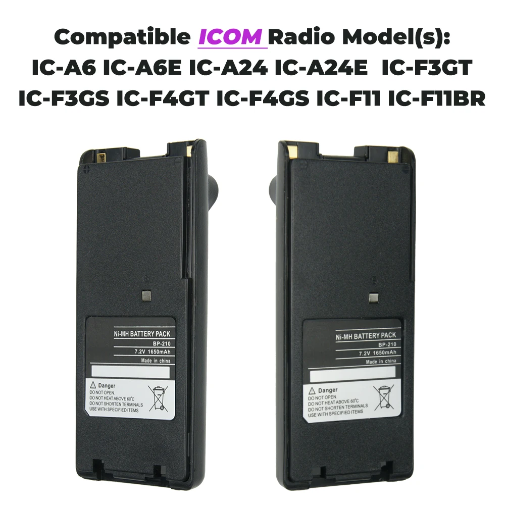 Bateria de Substituição 1650mah Two-way Radio Bp209 Bp-210 Bp-222 Bp-209n Bp-210n Bp-222n para Rádios Icom Ic-f11 Ic-f21 Ic-v8 - Image 4