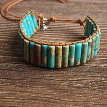 LanLi натуральные ювелирные изделия 4x13 мм Небесно-Голубой Императорский камень цилиндрический браслет для мужчин и женщин Подарки и самоиспользование