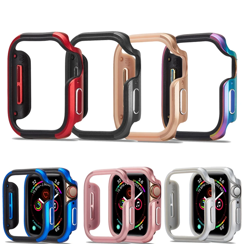 

Watch case Compatible for Apple Watch series 5 4 44/40mm Aluminum Alloy+TPU Protective Cover Shockproof Bumper Shell For iwatch
