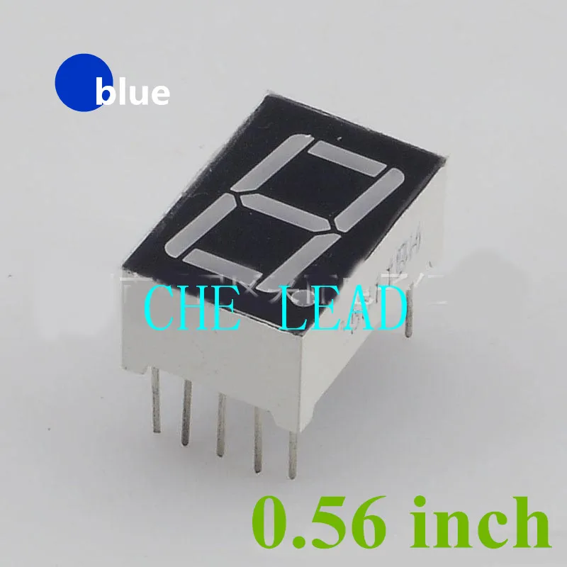 0.56" 0.56in Blue 7 Segment LED Display 0.56 inch 1 Bit Digital Tube Plastic Metal Common Cathode(Nixie tube)