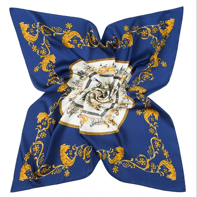 2021 summer square 33 color silk scarf fashion print ladies luxury hair band turban handkerchief head female beach shawl ML15 17