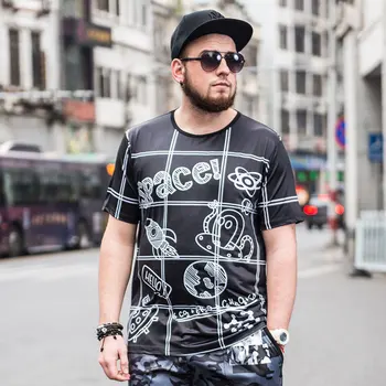

GONTHWID Tide Brand Men's Clothing Fat Plus Size Men's Short-sleeved T-shirt Men's Fat Clothing Wholesale Boyfriend Gift
