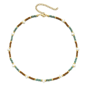 ZMZY Boho Cute Pearl Choker Necklace Women Jewelry Collares Miyuki Glass Beads Fashion Necklace Femme Stainless Steel Chain