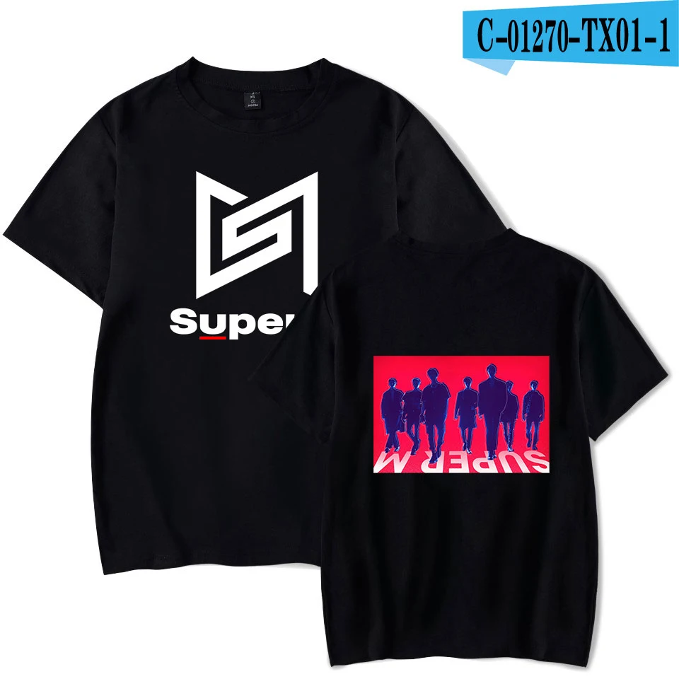 SuperM Vogue, футболка, официальный стиль, женская футболка, Ulzzang Harajuku Kpop SuperM, короткий рукав, графическая футболка, летний топ - Цвет: black