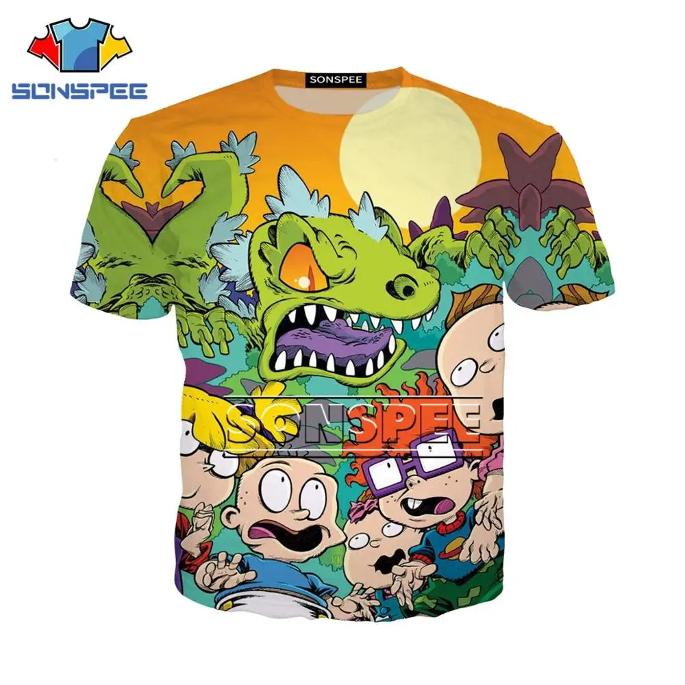 Футболка Rugrats летние топы женские футболки с 3D принтом Femme забавные повседневные короткий рукав Харадзюку женские футболки g1