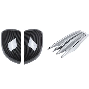 

2 Pcs Car Rear View Mirror Plastic Sticker Trim Cover & 4 Pcs Car Front Fog Strips Trim Cover Sticker Trim Decoration